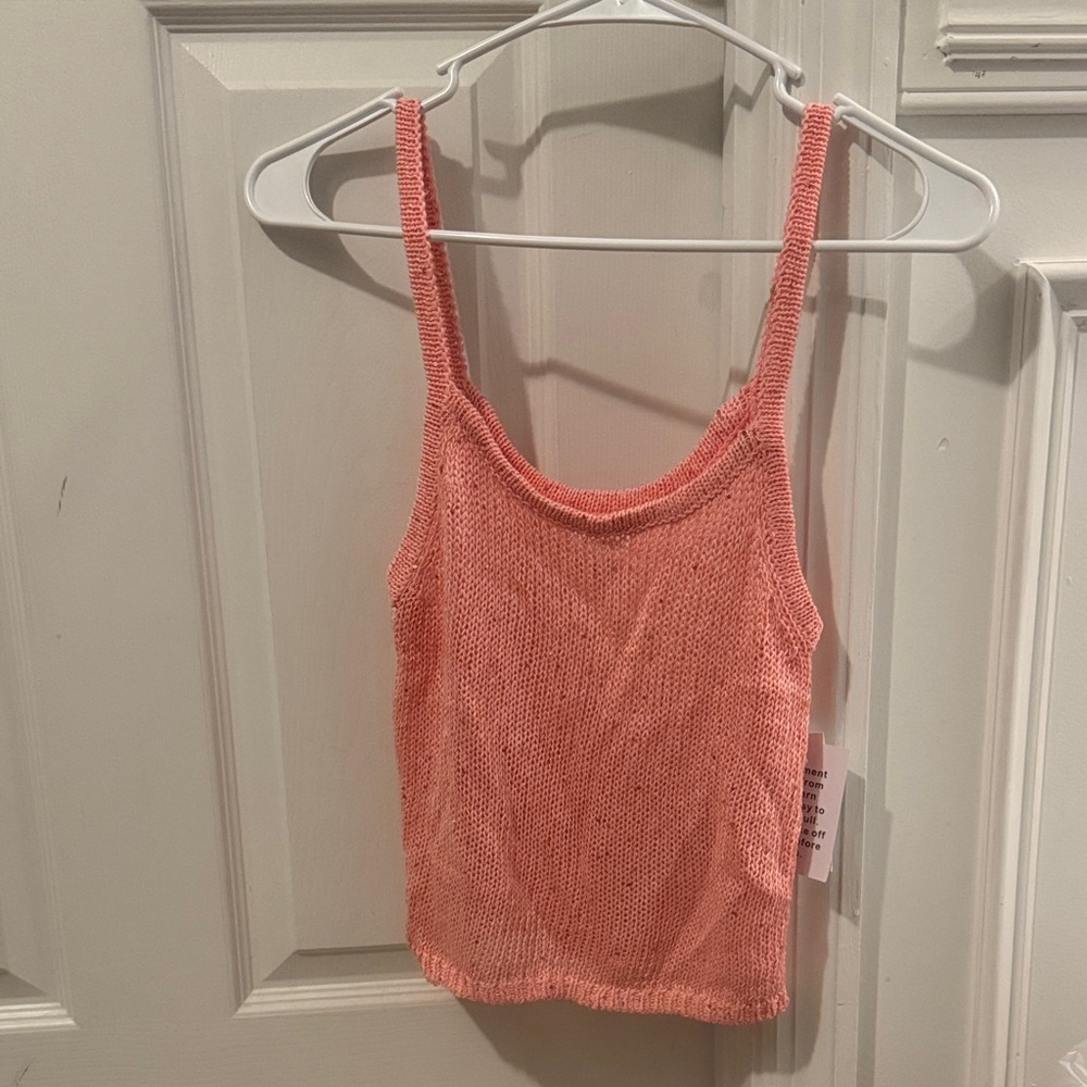 Pink/Coral Knit Cropped Tank Top